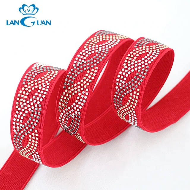 Rhinestone Woven Custom Elastic Band for Shoes Decoration