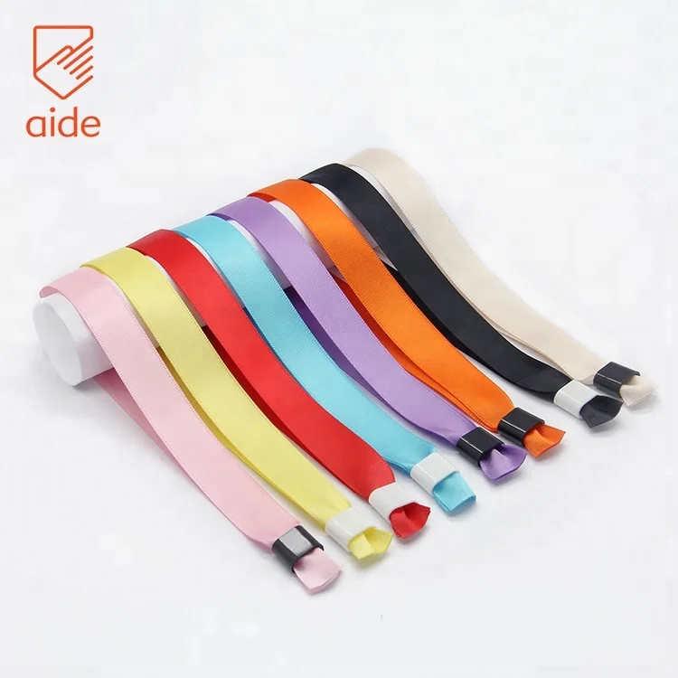 Party Custom Bracelet Soild Color Woven Wristbands Fabric Wristband Satin Ribbon Wristbands With Plastic Lock