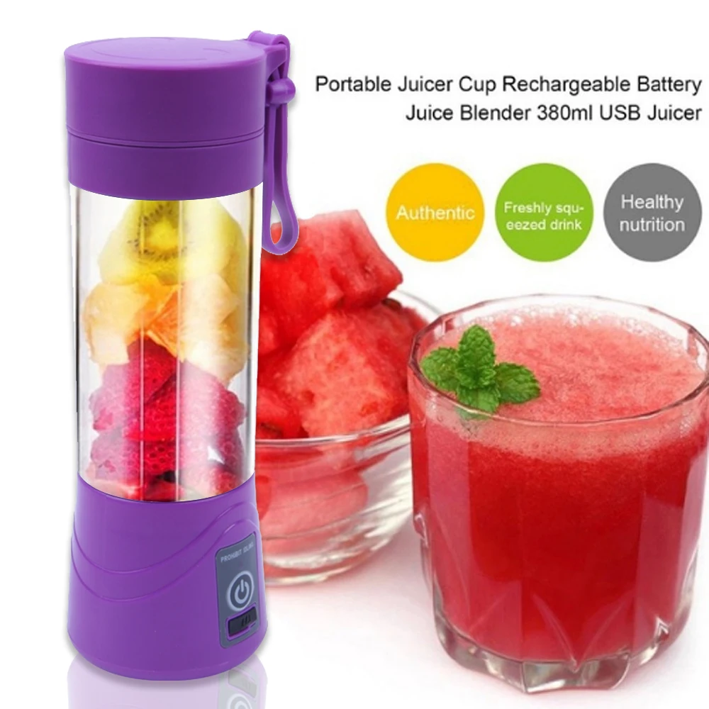 Portable Mini Juicer 380ml USB Rechargeable Blender Mixer Juice Machine Smoothie Maker Household Small Juice Extractor