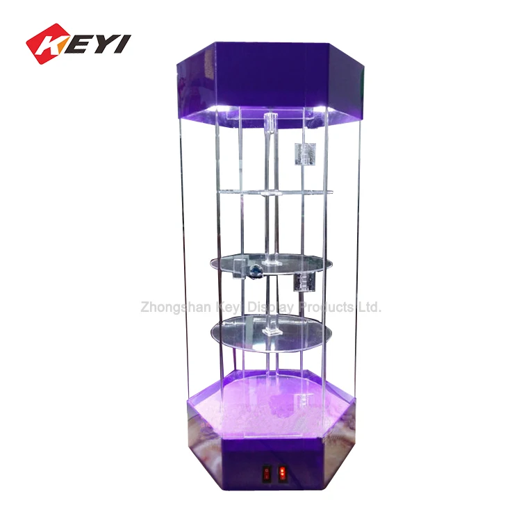 Hexagon Acrylic LED Display Case Rotating Cabinet Shelf - China