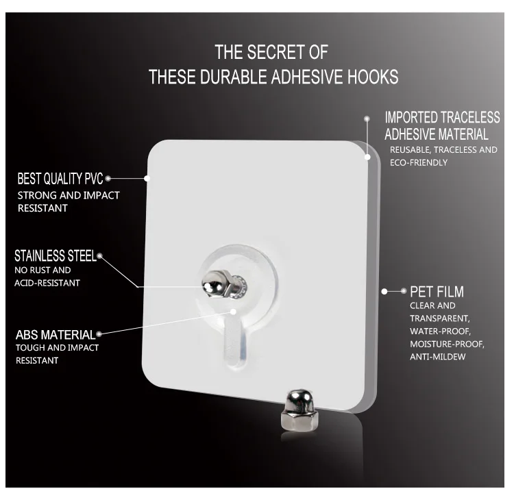 Housewares Self Adhesive Hooks Heavy Duty Bathroom Hooks Screwfix Stick