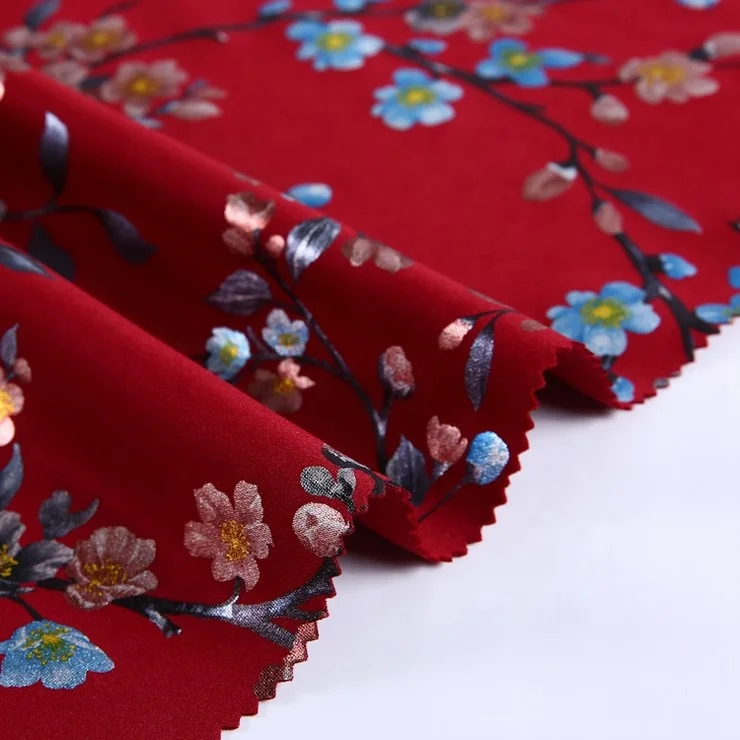 Customizable Recycle Polyester Interlock Asian Korea air scuba Floral Foil Print Fabric