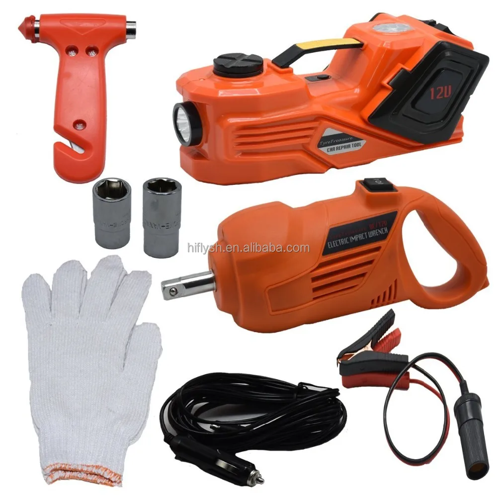 HF-EJ450(001) 3TON 12V Auto Electric Jack Wtih air Inflation Dual-function Horizontal Type Electric Hydraulic Bottle Floor Jack