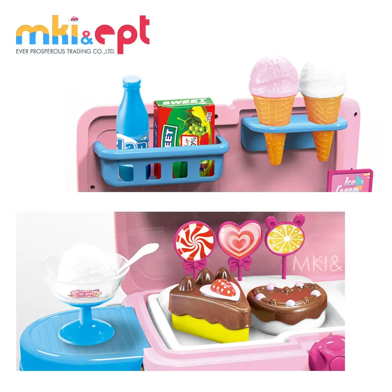 EPT Kid Multifunction Pretend Food Play Set Dessert Big Bus Toy with Light