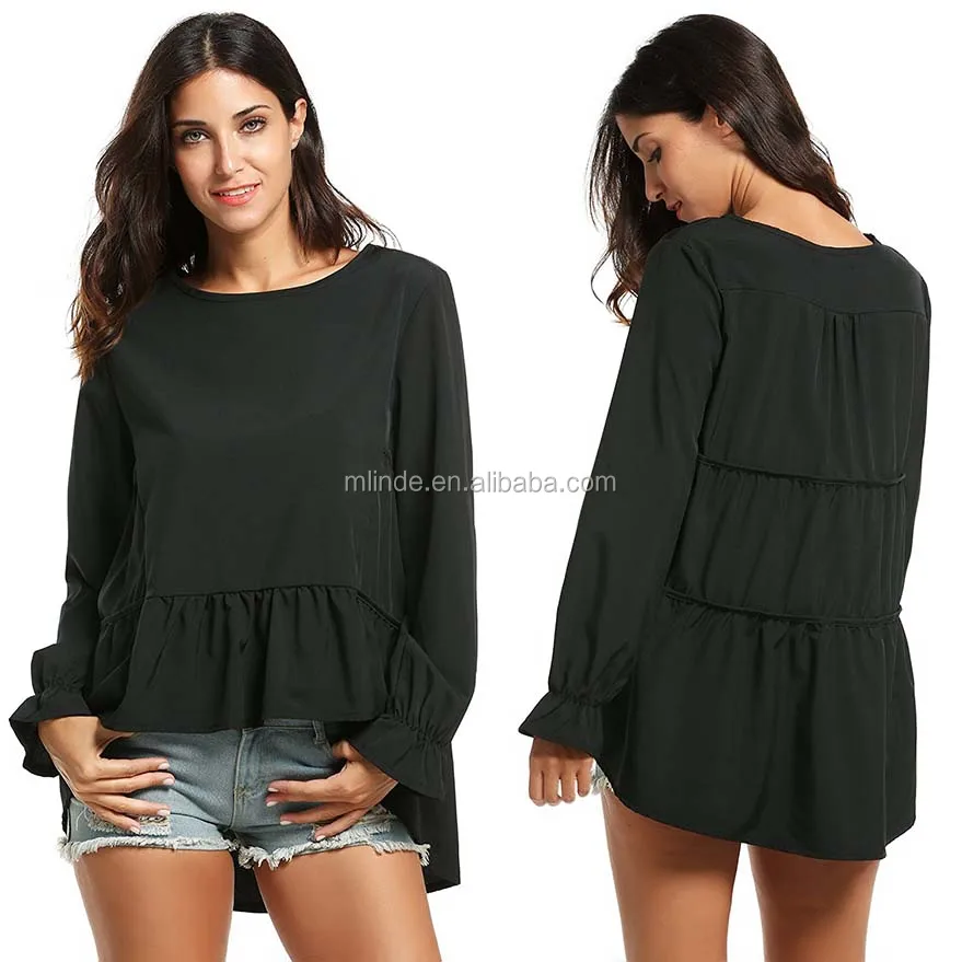 long sleeve high low peplum top