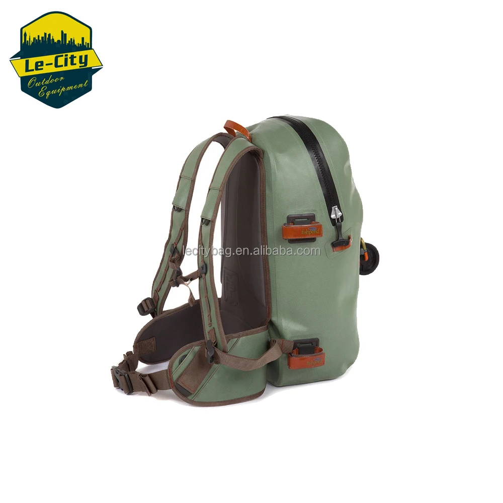Wholesale Waterproof  Rod Holder Soft PVC Green Welding Fishing Backpack