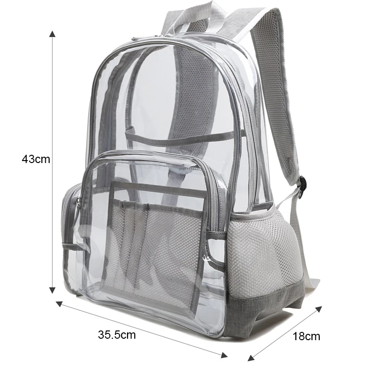 Stitch  Large Capacity Transparent PVC Book School Bags See Through Clear Plastic Backpack Heavy Duty