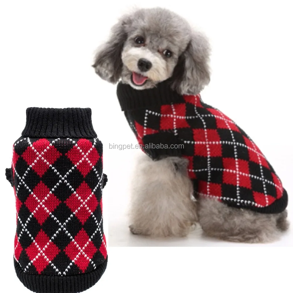 犬の冬の服かぎ針編みアーガイル犬のセーター服小型犬の子犬猫のためのニットセーター Buy 犬のセーター 犬のセーター 犬ニットセーター Product On Alibaba Com