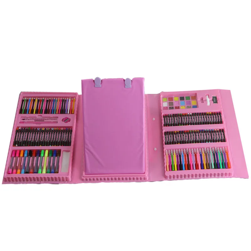 
JF88868 176 шт. 176 шт. пластиковые детские цветные карандаши, пастельный рисунок, набор для рисования акварелью с мольбертом 