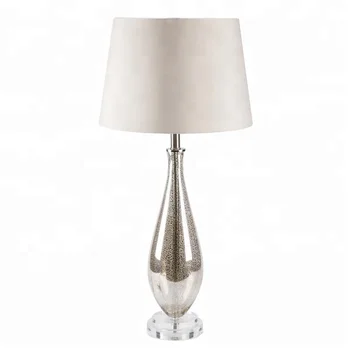 White Linen Lamp Shade Hand Made Craft Mercury Finish Murano Glass Table Lamp For Amazon Selling