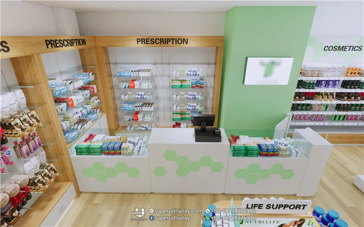 Customized Pharmacy Shop Reception Desk Modern Medical Store Counter Interior Design for Sale