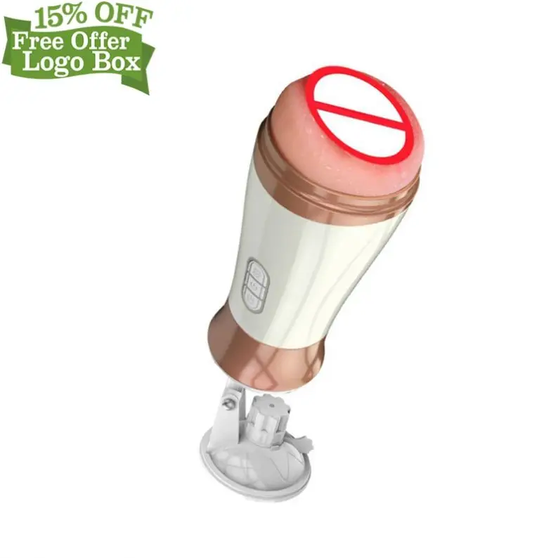 Free Custom Box - Promotional Price Hands Free Male Vibrating Masturbator  With Suction Vagina Pussy Cup Masturbation Device Ce