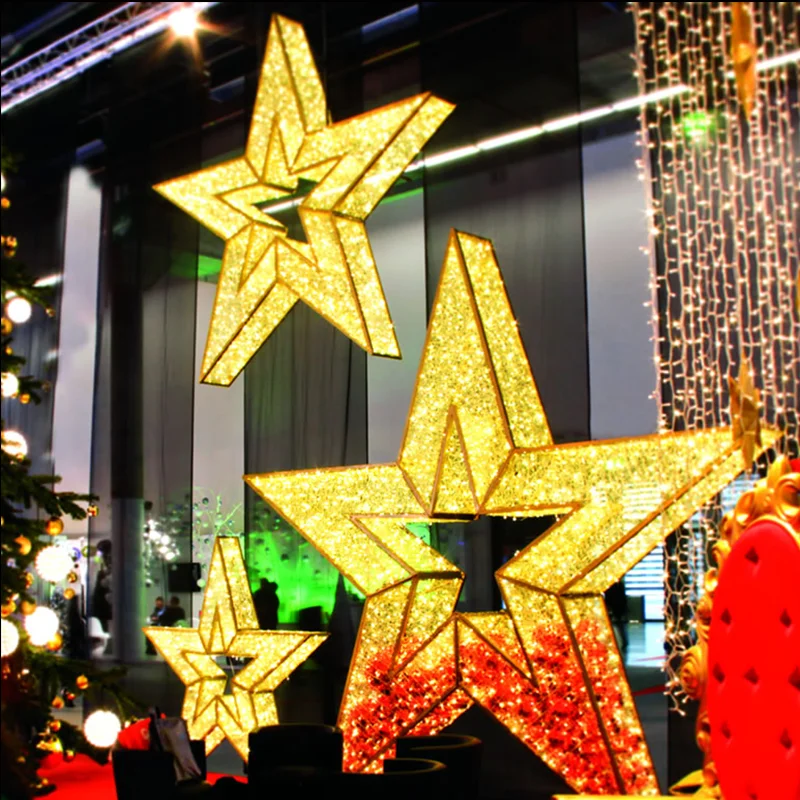 3d Hanging Giant Led Star Christmas Lights For Hotel Shopping Mall Hall ...