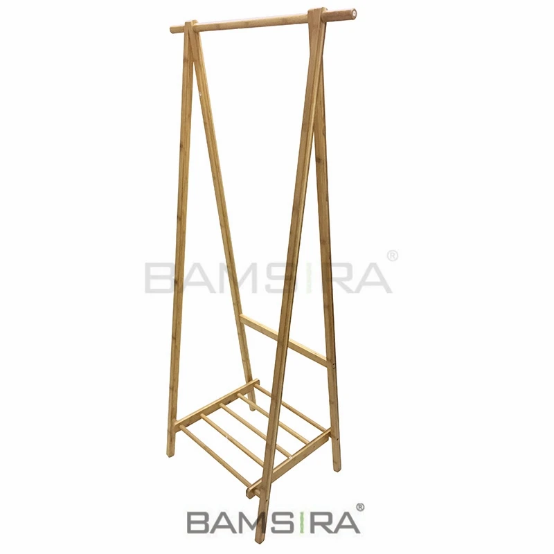Garment Rack Bamboo Clothes Coat Shoe Storage Shelf