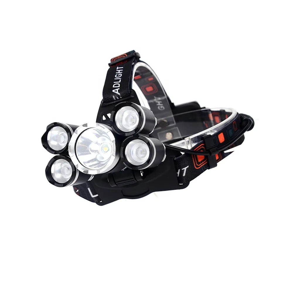 6000 Lumen Headlight Hunting Kopflampe T6 Waterproof 5 Led Head Lantern 18650 Rechargeable Outdoor Sport Long Range Headlamp