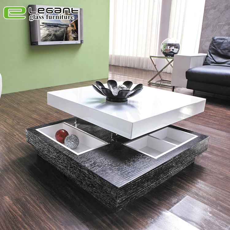 Home Square Glass Center Table Top Coffee Table - Elegant