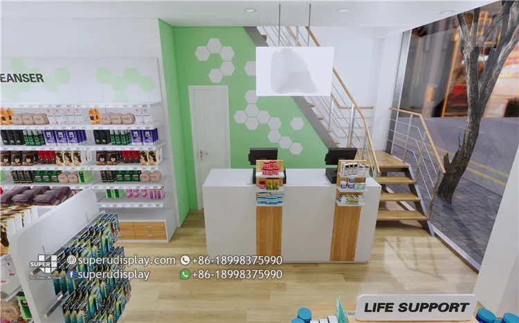 Customized Pharmacy Shop Reception Desk Modern Medical Store Counter Interior Design for Sale