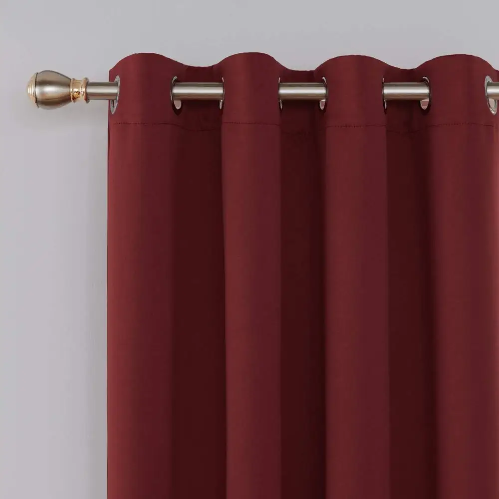XXC Cheap Soft Touch Top Grommet Blackout  Curtain Red Heavy Blackout  Curtain Fabric for Living Room