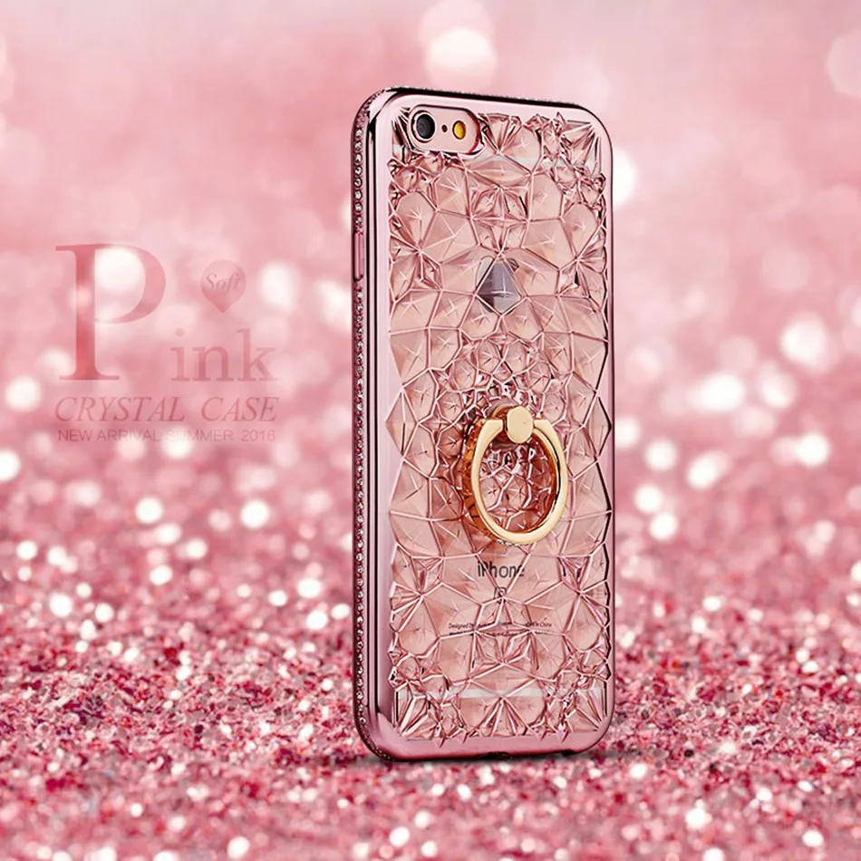 Luxury 3D Gold Glitter Case for Iphone Diamond Ring Phone Case