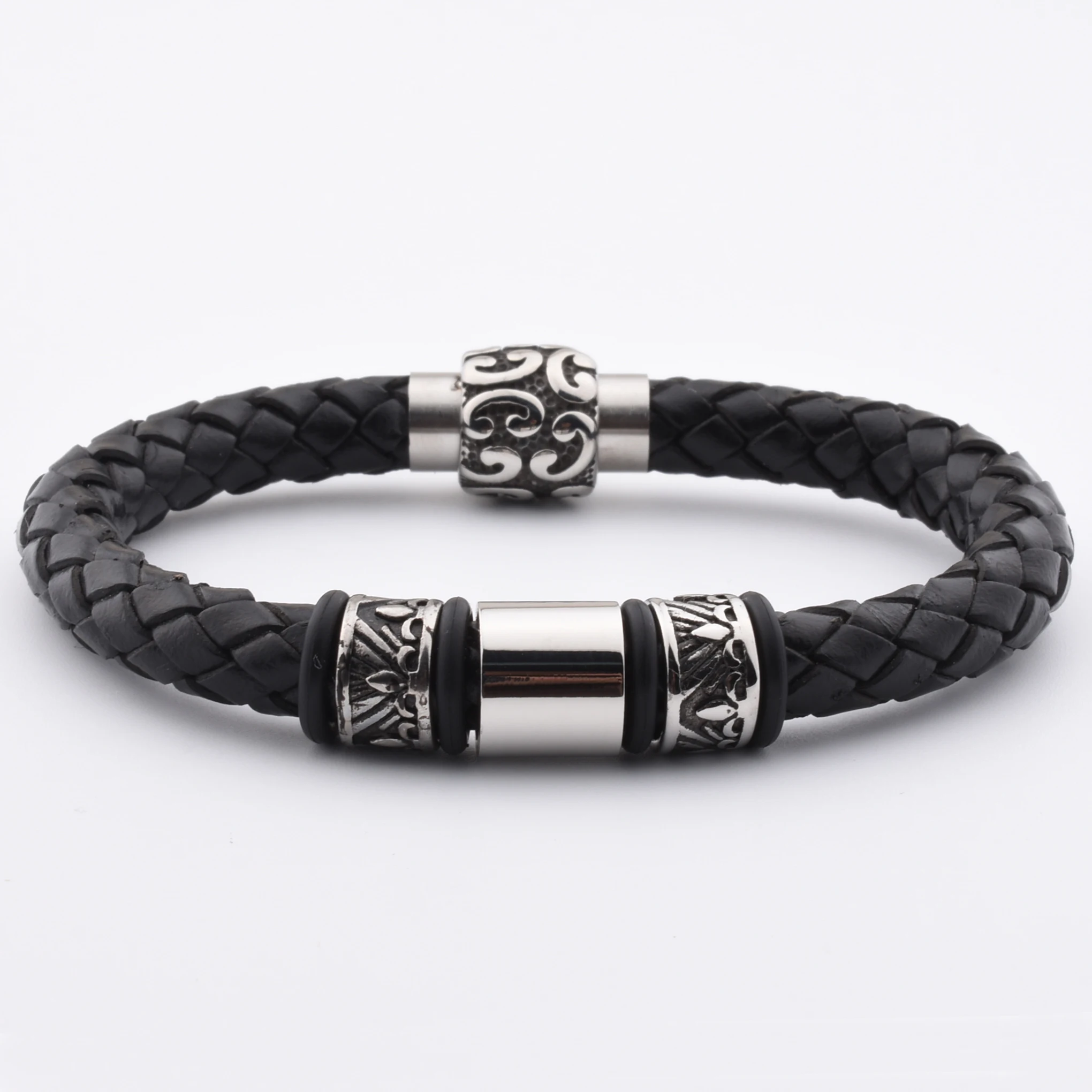 NEUF* Bracelet Cuir Noir/Acier Inox Bijoux Unisex/Homme/femme/Garçon/fille/ado NEUF* Bracelet Cuir Noir/Acier Inox Bijoux Unisex/Homme/femme/Garçon/fille/ado