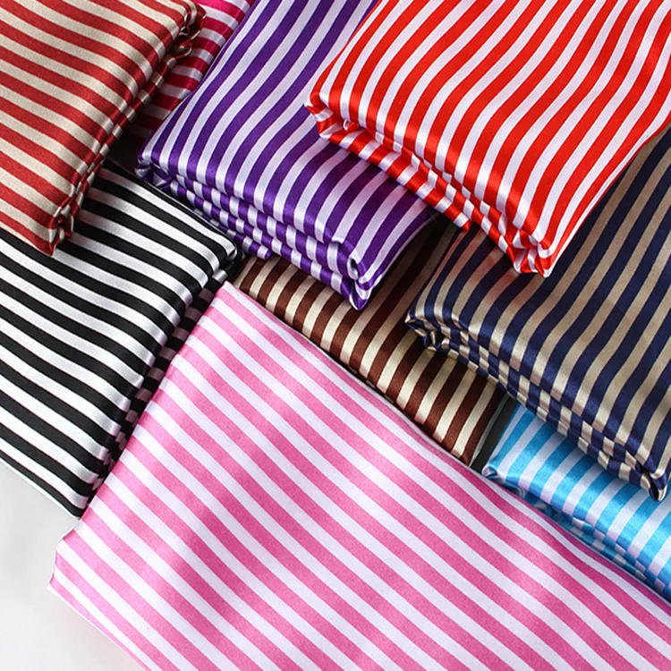 150cm Width 80gsm Soft Smooth Shiny Satin Stripe Fabric for Dress Lining Decoration