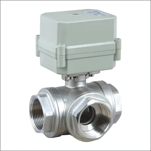 3 way horizontal stainless steel  electric motor control ball valve