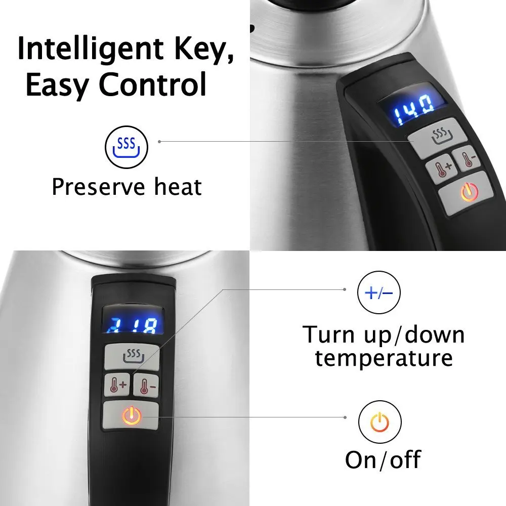 Gooseneck Electric Kettle with Digital Variable Temperature Control Coffee Gooseneck Kettle Keep Warm Electric Gooseneck Kettle