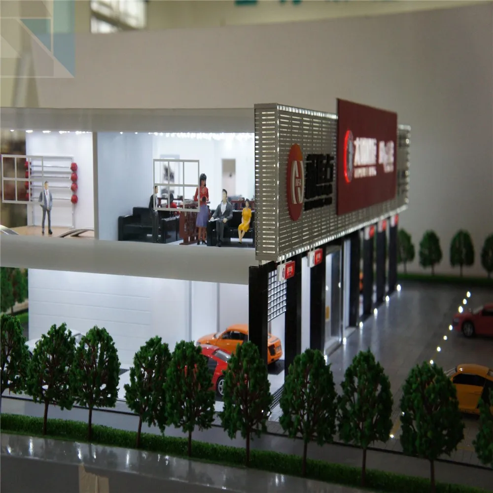 Abs and Acrylic handmade model with building model cars, 3d building models