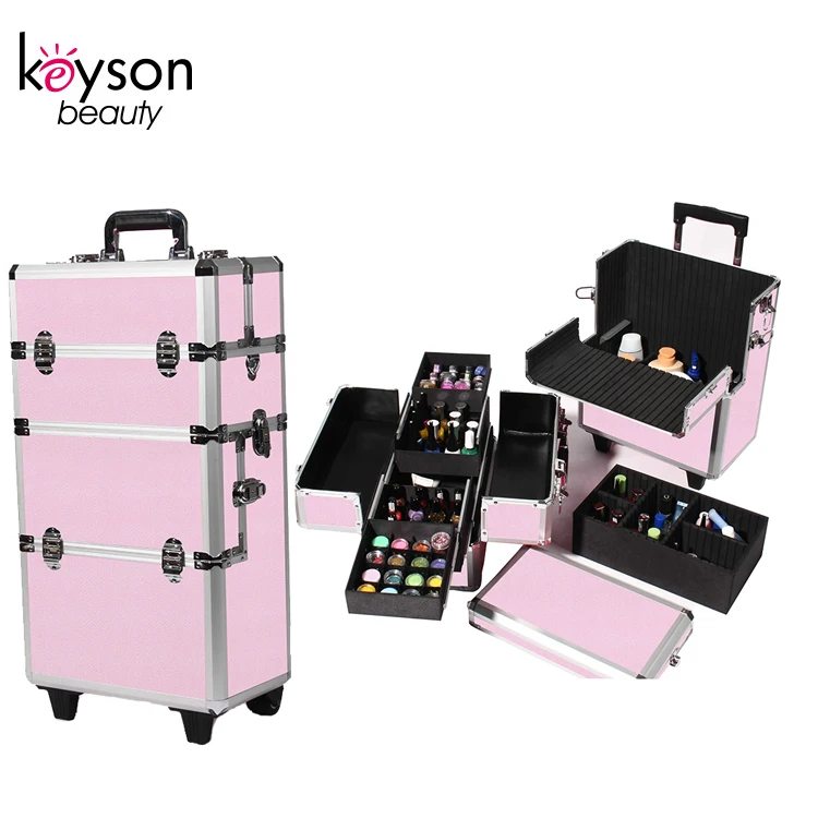 Keyson Rosa Aluminio 2 En 1 Cosméticos Maleta Para La Belleza Del Clavo -  Buy Estuche Para Trolley Cosmético Para Belleza De Uñas Product on  Alibaba.com