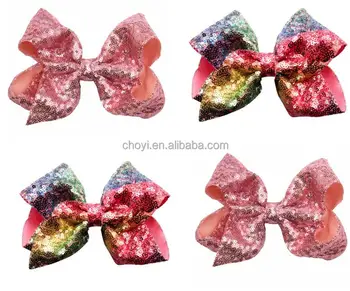 Hot Sale High Quality 8 Inch Big Sequin Hair Accessories Bows Hair Bow For Girls