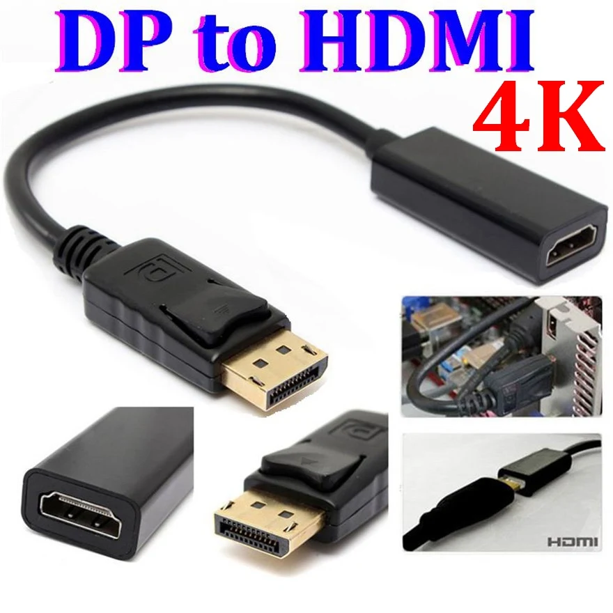 Переходник DP в HDMI переходник DisplayPort HDTV «штырь-гнездо» поддержка 1080P 4K для проекторов и