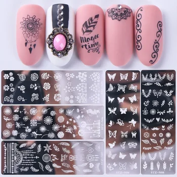 2020 DIY Nail Beauty Design 12 Styles Stainless Metal Material Nail Art Stamp Polish Stamping Plates Nail Stamping Plate