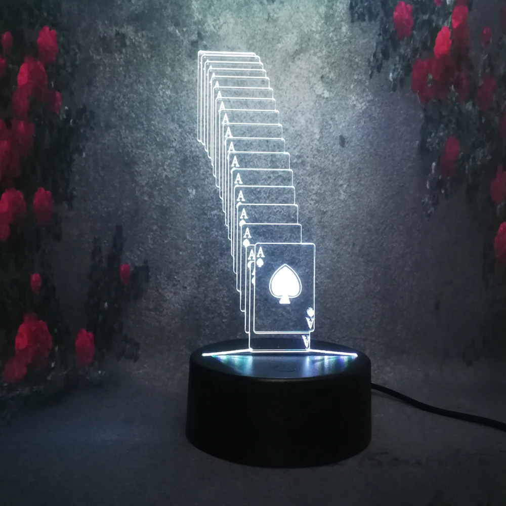 3d Led Night Lamp Lighting Usb Acrylic Base Touch Teen Playing Card Home Cafe Bar Restaurant Decor 7 Color Change Kid Gift Lamp Buy Night Light For Children Christmas Gift Toy