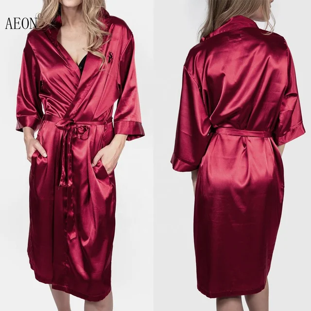 Custom Plus Size Silky Satin Luxury Kimono Robes With Pocket For Women Bridesmaid Robe De Satin