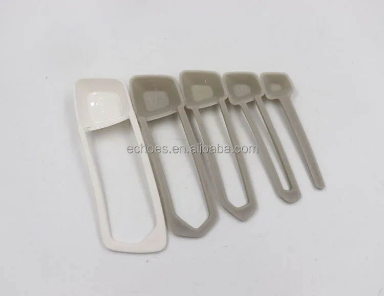 Unique square shape mixed color plastic measuring spoons set of 5pcs