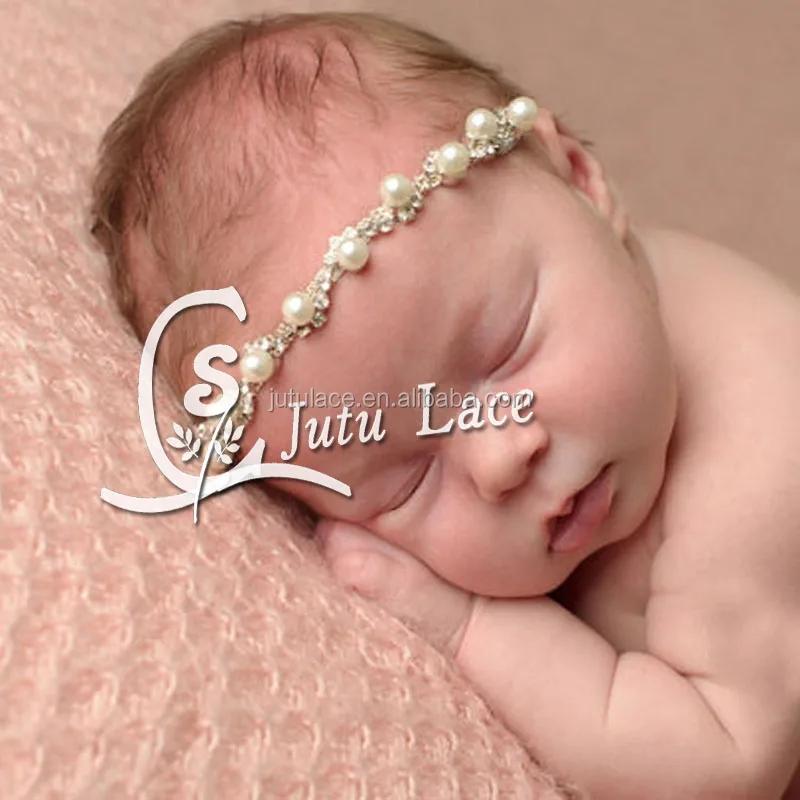 Diadema de perla de imitación para bebé recién nacido,cint 