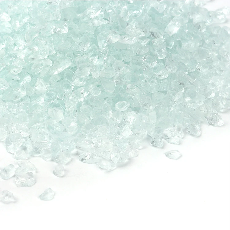 Камни из дробленого стекла зеленого цвета с высоким блеском для огня, камина, патио, садового декора