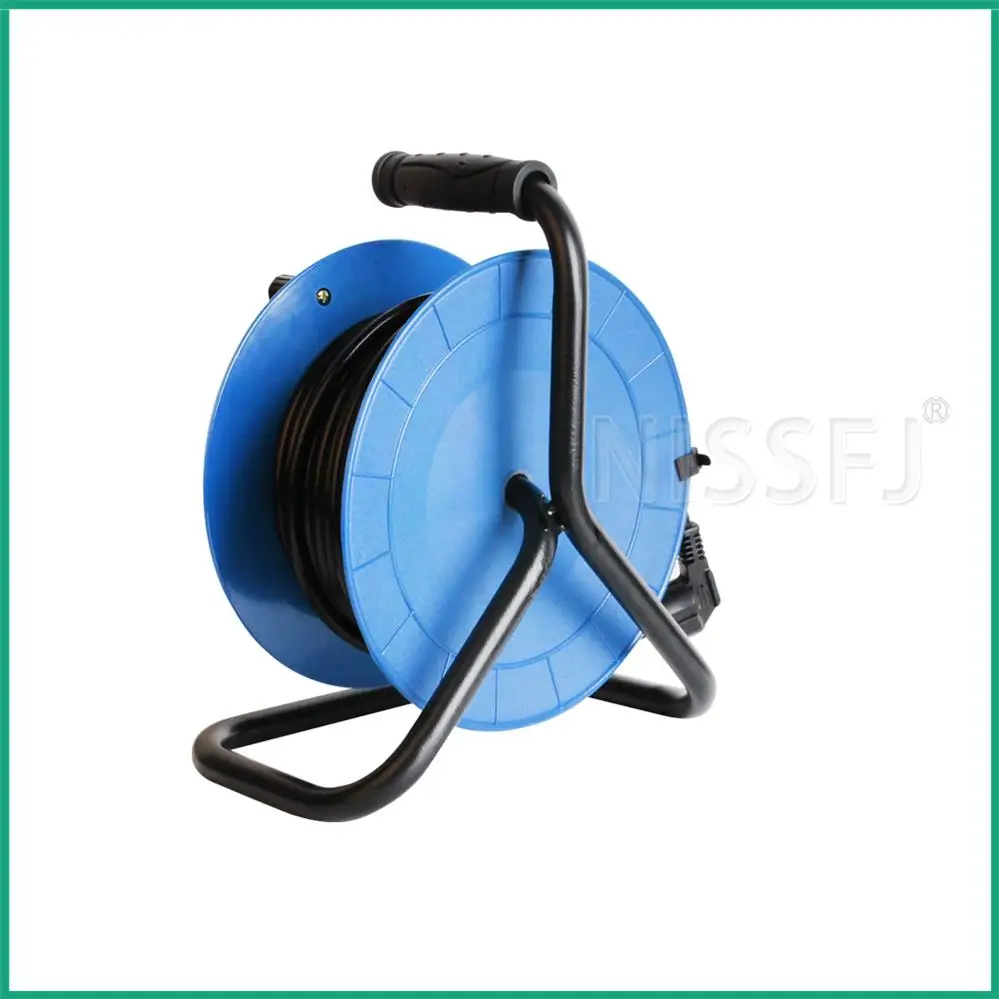 French Empty Plastic Cable Reel with 4 Outlet Sockets Waterproof Cover 16A 220V 10m 20m 50m Electric Cable Reel Drum