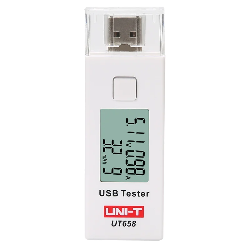USB-тестер UNI-T UT658B, вольтметр, амперметр, цифровой ЖК-монитор напряжения, измеритель емкости, 9 В, 3 а, с подсветкой