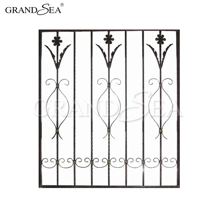 Modern Type Rust Proof Wrought Iron Window Grill Design