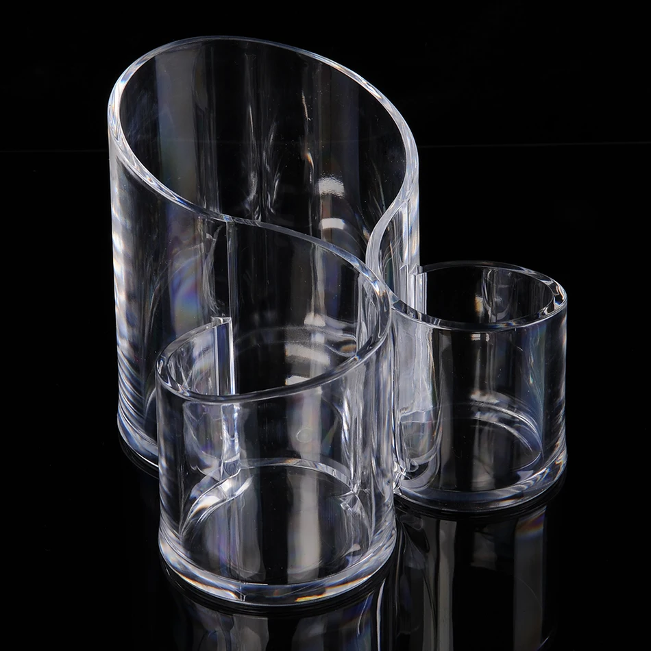 Lot De 3 Organisateurs Maquillage Acrylique Transparent 3 Fentes - Rangement Pinceaux Et Cosmétique