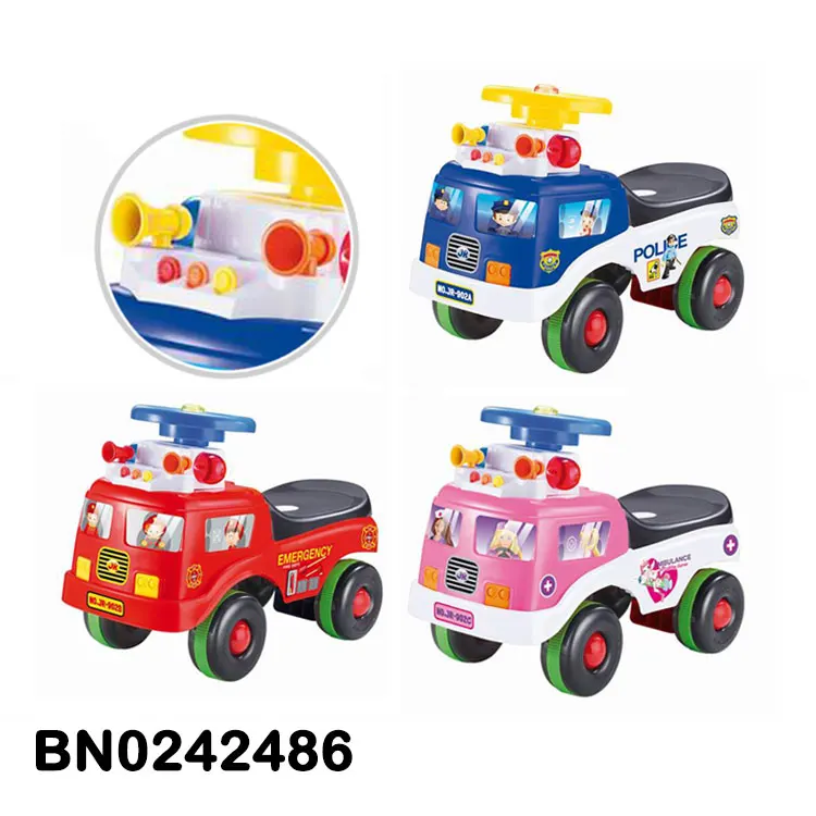 JK TOYS Kid Ride on Car Fire Engine Truck With Music and Policelight