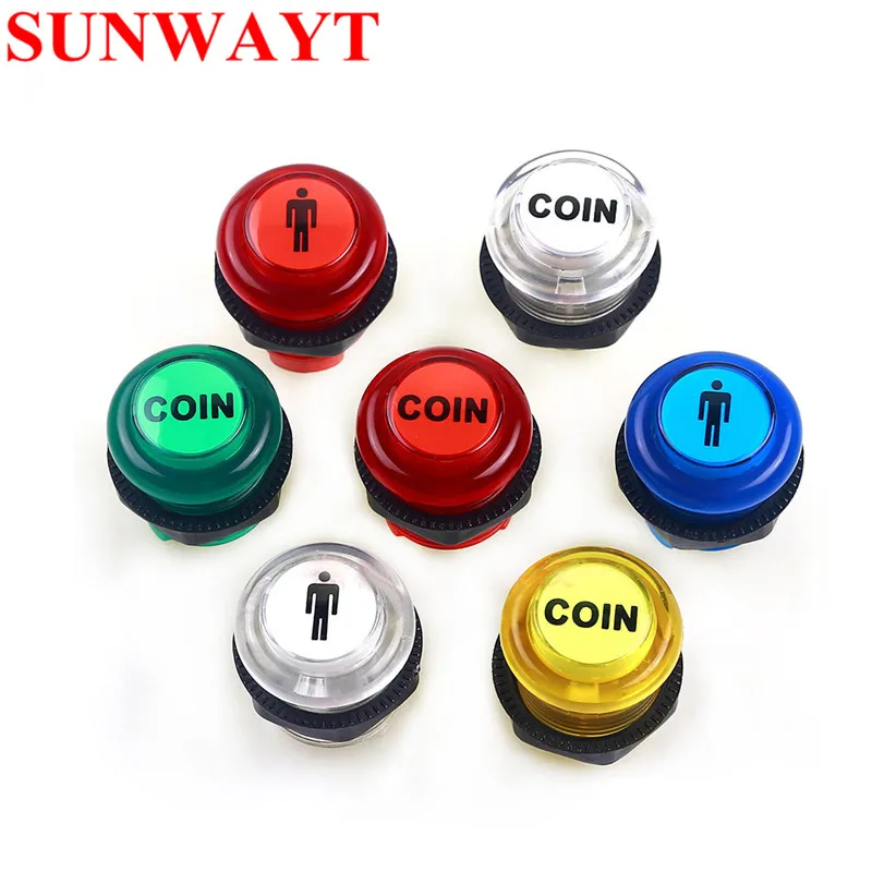 Jiu Man 5 Piece 24mm Full Color LED Illuminated Push Button Built-in Switch 5V Buttons for Arcade Joystick Games Mame Jamma Raspberry Pi 2