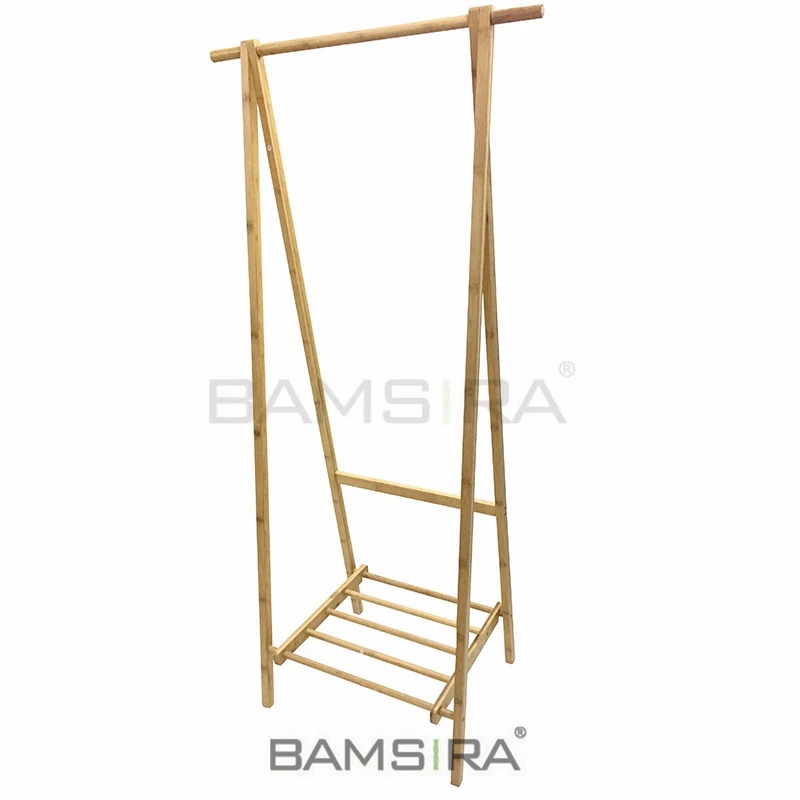 Garment Rack Bamboo Clothes Coat Shoe Storage Shelf