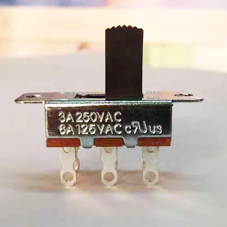 Towei Slide Switch Supplier 6A~120V 3A~250V T105 6 Pin 3 Position Spring Slide Switch for Microphone