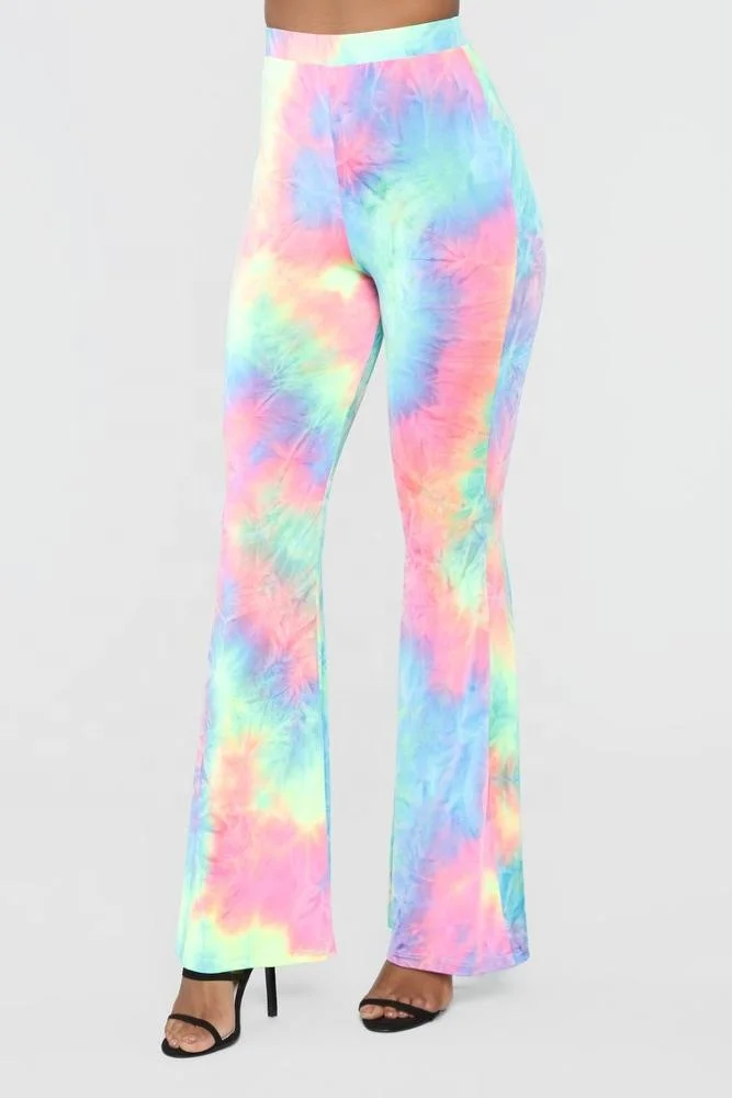Rapcopter y2k Tie Dye Flare Jeans Vintage Strecthy Low Waisted Pants Wome Current Mood Stretchy Lace- Up Flared Yoga Pants - Tie Dye \u2013 Dolls