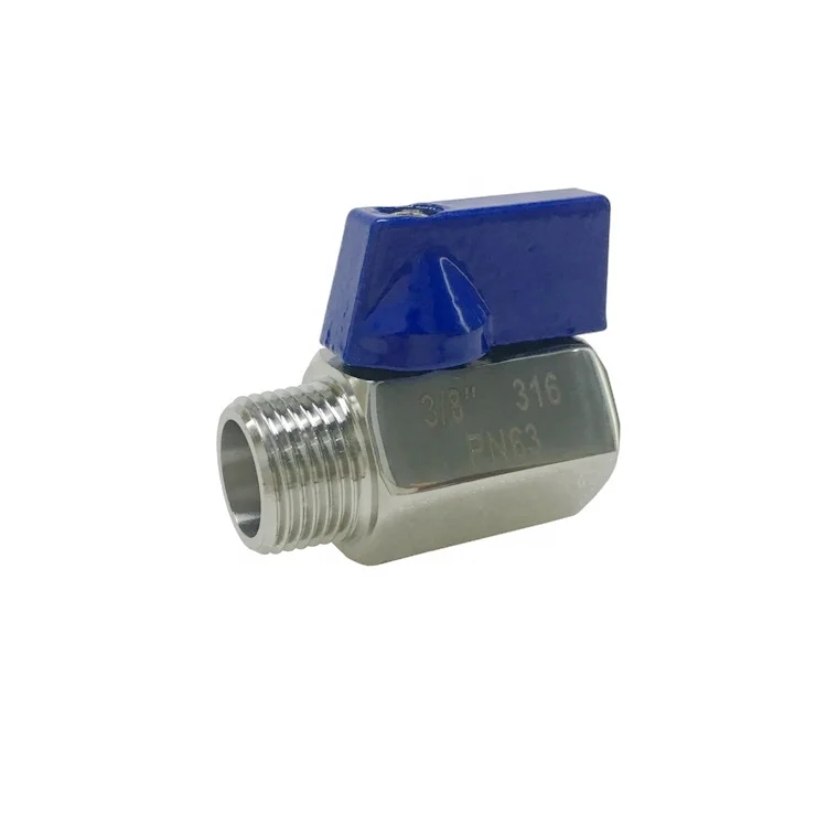 3/8" Stainless Steel 316 Mini Ball Valve – Female X Male NPT Threads For Compact Spaces