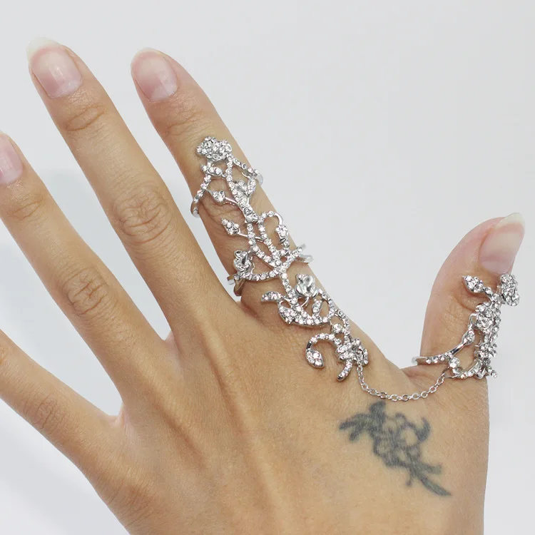 Fashion Punk Rock Gothic Gold Silver Hollow Carved Flowers