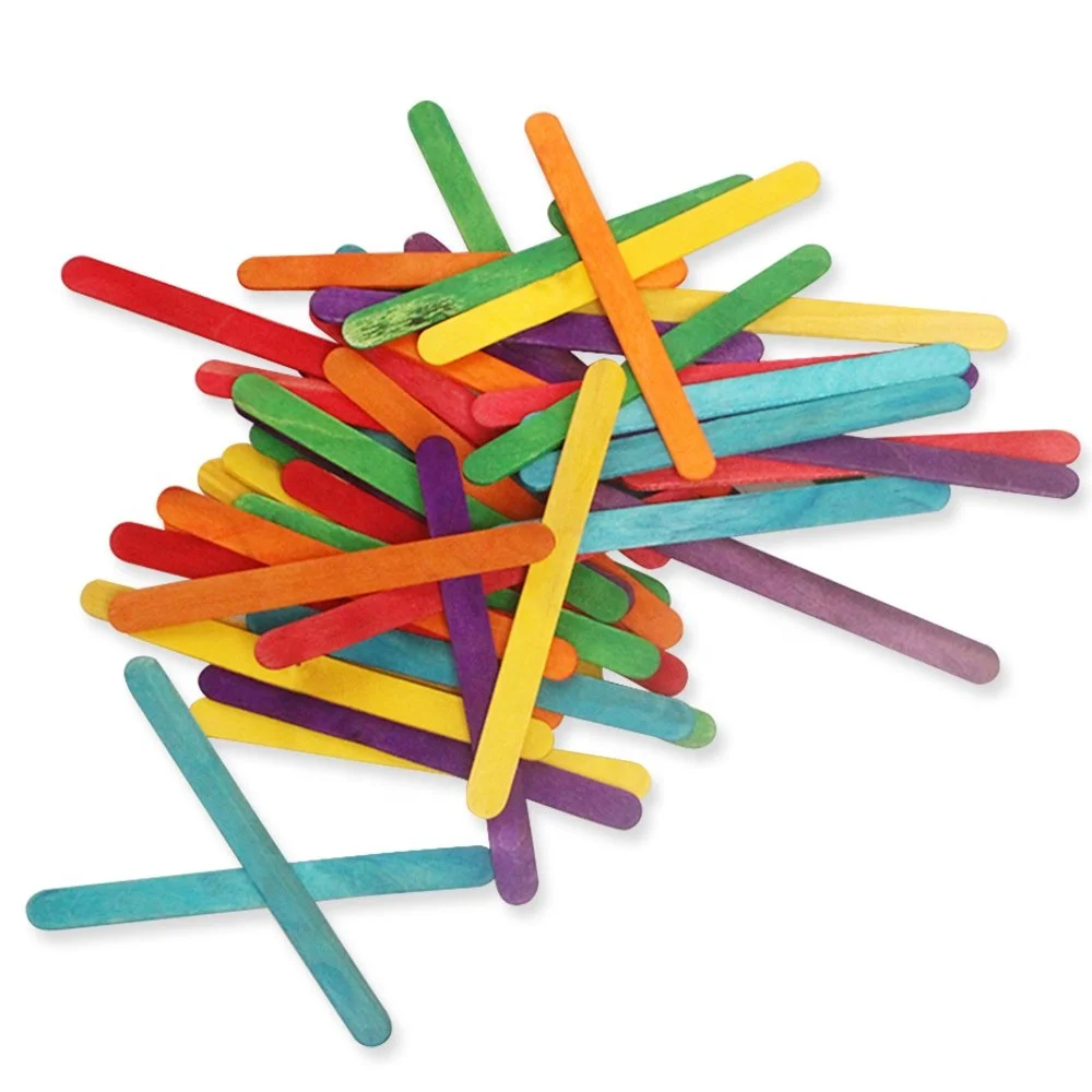 400Pcs Colored Popsicle Sticks 4.5 inch Wooden Jumbo Craft Sticks Bulk  Craft Popsicle Sticks for DIY Crafts