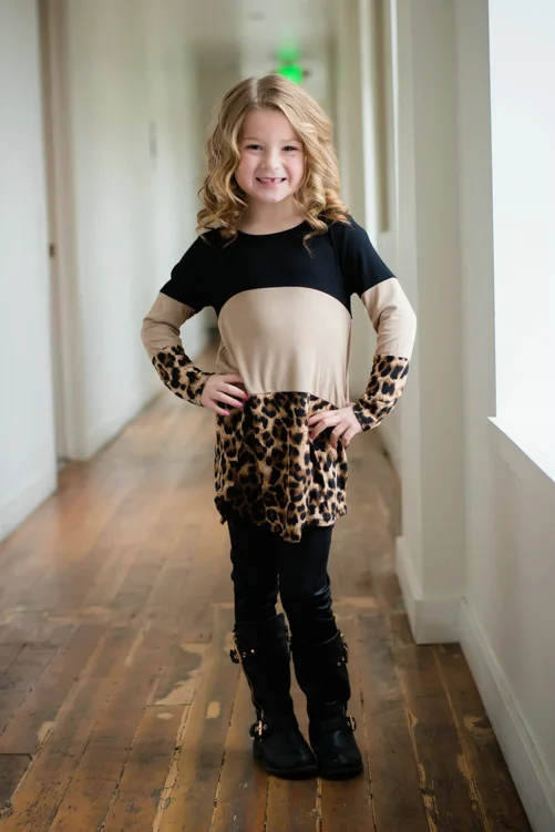 My-190 новые модные футболки с длинным рукавом и леопардовым принтом для мамы и меня, Осенние Топы из бутика для женщин и маленьких девочек